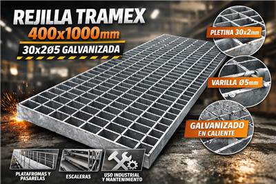 REJILLA TRAMEX 400X1000MM 30X2Ø5 GALV.