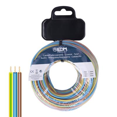 CARRETE CABLE TRENZADO 3X1,5MM 20M TRICOLOR(28736)