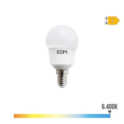 BOMBILLA ESFERICA LED E14  8,5W LUZ FRIA (98727)
