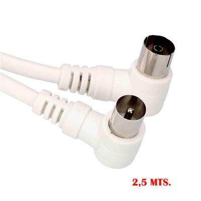 PROLONGACION TV ACODADA 9,5MM 2,5M BLANCA (51101)