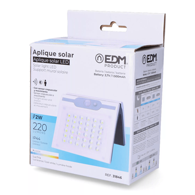 APLIQUE SOLAR 2W 220LM C/ SENSOR BLANCO (31846)