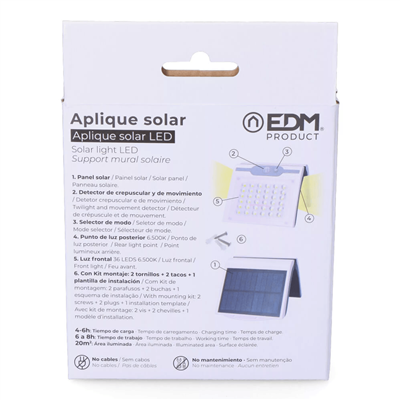 APLIQUE SOLAR 2W 220LM C/ SENSOR BLANCO (31846)
