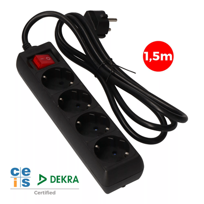 BASE MULTI. 4T CABLE 1,5M 3X1,5MM+I. NEGRO (41013)