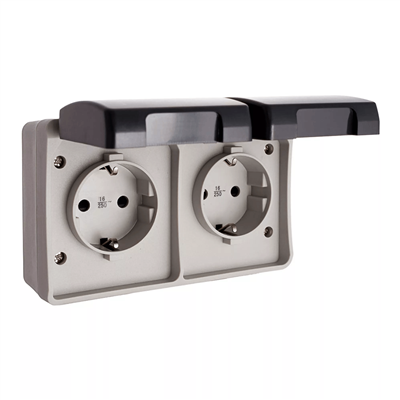 BASE FIJA ESTANCA DOBLE 2P+T 16A 250V IP44(R64035)