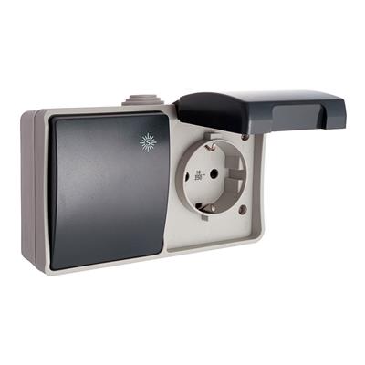 CONMUTADOR+BASE FIJA ESTANCA 2P+T 16A 250V(R64036)