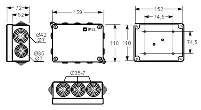 CAJA EMPALMES ESTANCA 153X110X63MM IP55 (3012)