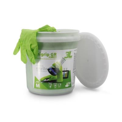 GUANTE NITRILO DESECHABLE VERDE T-M CUBO (150 UDS)