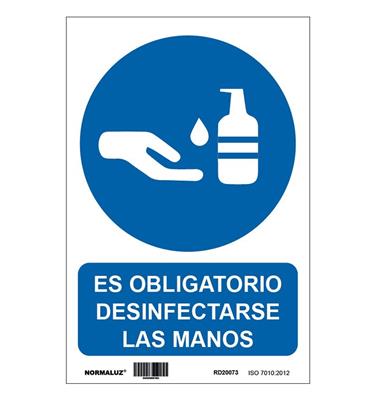 CARTEL OBLIGATORIO DESINFEC. MANOS 21X30CM RD20073