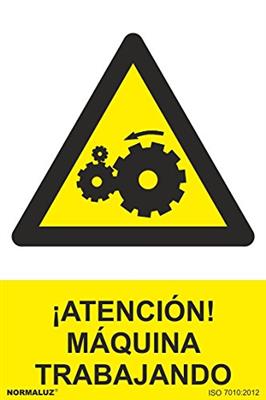 SEÑAL ADHESIVA MAQUINA FUNCIONANDO 10X15CM RD36668