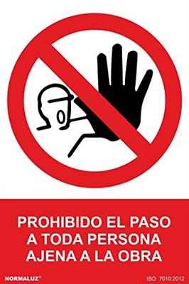 CARTEL PROHIBIDO PERSONA AJENA OBRA21X30CM RD40023