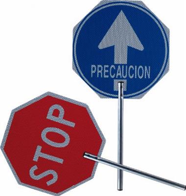 SEÑAL OBRA STOP/PASO MANGO ALUMINIO