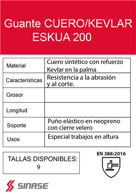 GUANTE CUERO/KEVLAR ESKUA 200 TALLA 9