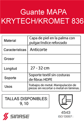 GUANTE MAPA KRYTECH/KROMET 836 LC T-10