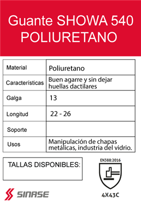 GUANTE SHOWA 540 POLIURETANO T-8