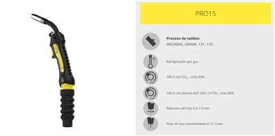 ANTORCHA SOLDADURA MIG EDR PRO 15 4MT 