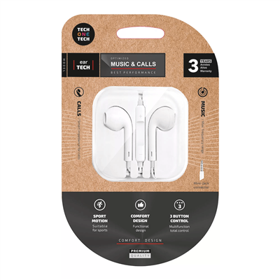 AURICULARES EARTECH BLANCOS CA. 1,2M JACK (TEC1001