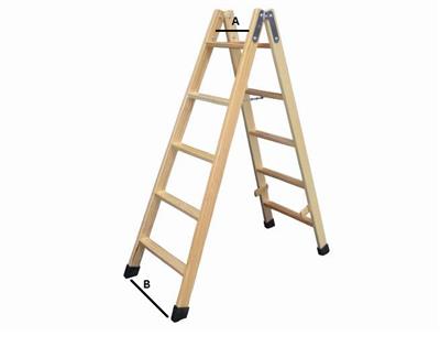 ESCALERA MADERA TIJERA 5 PELDAÑOS PLANOS