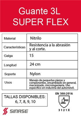 GUANTE 3L SUPER FLEX SN349 T-9 (331000759)