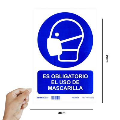 SEÑAL ADHES. OBLIG. USO MASCARILLA 20X30CM RD20626