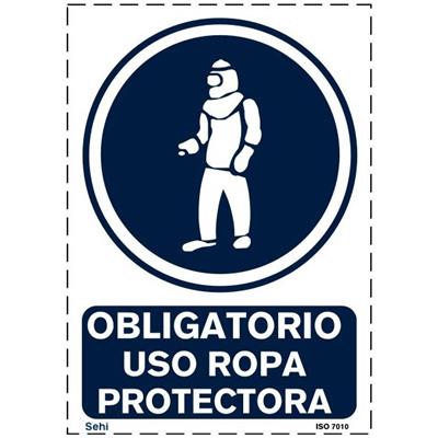 SEÑAL ADHESIVA OBLIGAT. USO ROPA PROT. 7X11CM