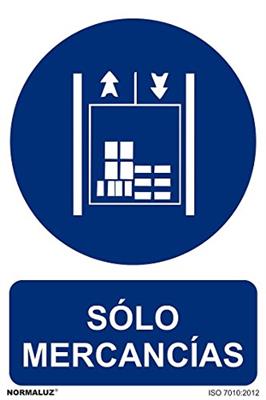 SEÑAL ADH. OBLIGAT.SOLO MERCANCIAS 15X20CM RD25616