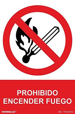 CARTEL PROHIBIDO ENCENDER FUEGO 30X40CM RD41001