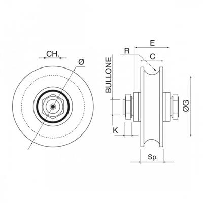 POLEA 30X120MM 1100KG RODAMIENTOS (440-120)