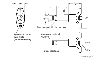 EG PASADOR FIJACION CON BOLA ELESA GN 113.8-6-40