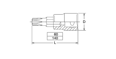 LLAVE VASO 1/2" TORX MACHO 30 L-140MM (4025-140T)