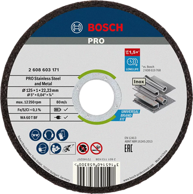BOSCH LATA 100 DISCOS CORTE 125x1 MM