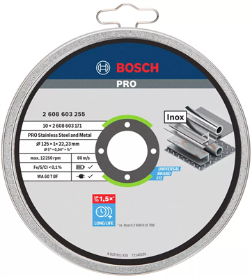 BOSCH LATA 100 DISCOS CORTE 125x1 MM
